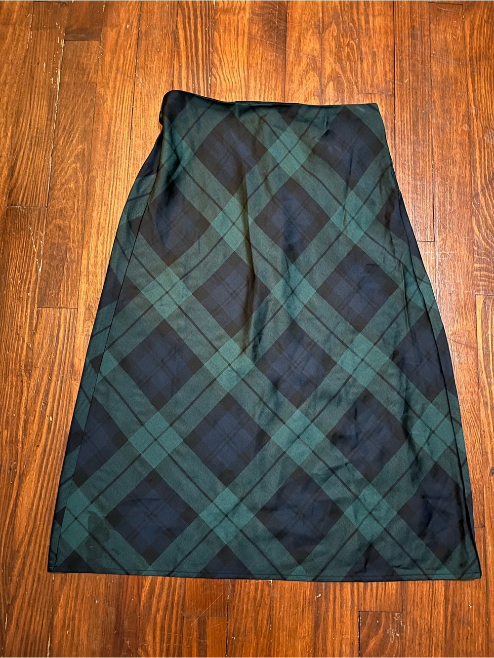 J. Crew Black and Dark Green Plaid Midi Skirt